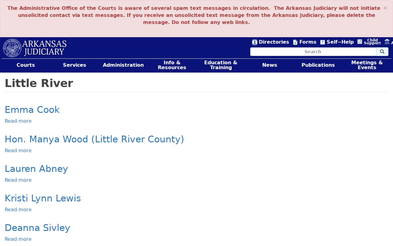 Little River County criminal records Arkansas Judiciary directory