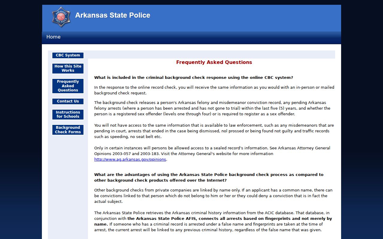 Little River County criminal history CBC inclusion and omission rules
